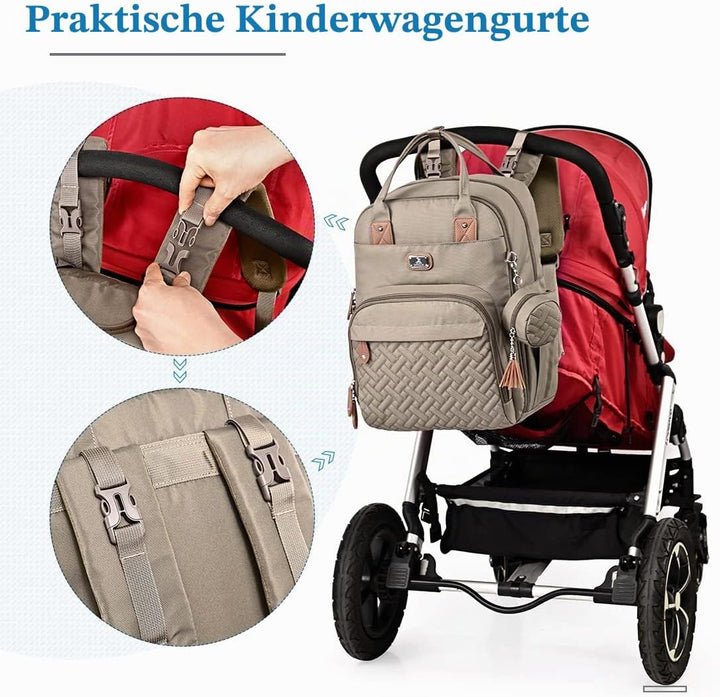 Dikaslon Wickeltasche Rucksack Grosser Wickelrucksack mit Multifunktions-Babytaschen und mobiler Wic