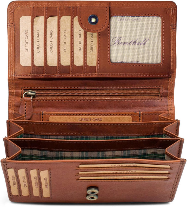 Benthill Portemonnaie Leder Gross - Geldbörse mit RFID Schutz - Geldbeutel aus echtem Rindsleder mit