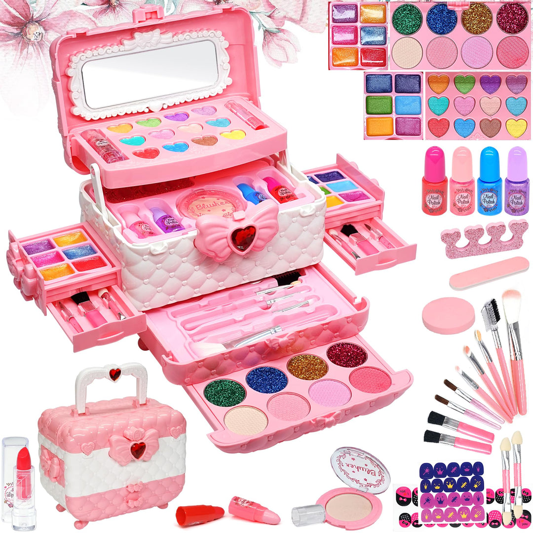 Kinderschminke Set Mädchen Schminkkoffer Mädchen- Sicheres und Waschbares Schminke Kinder Mädchen, E