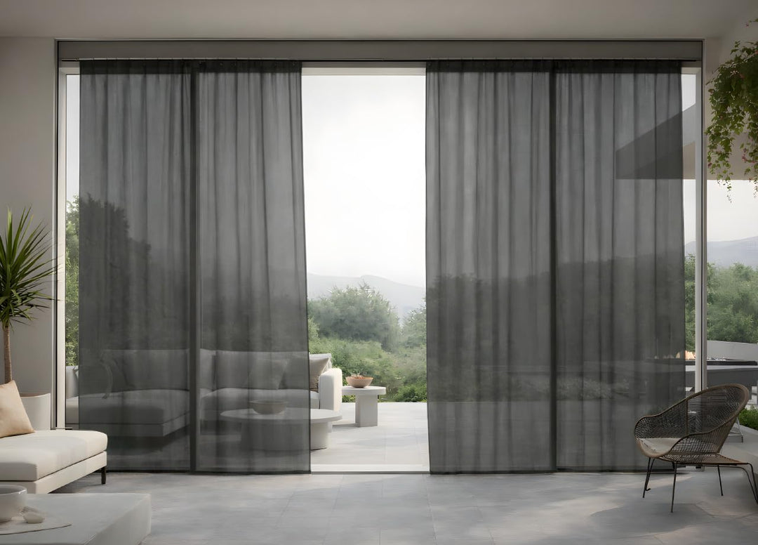 Vertikales Fliegengitter für Fenster und Türen, 145 x 250 cm, Polyestergewebe mit Ringen, einfach zu
