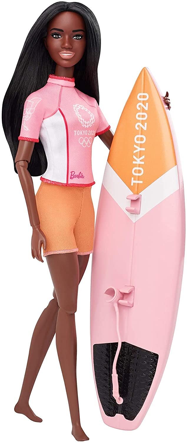 Barbie GJL76 - Olympische Sommerspiele Tokyo 2020 Surferin Puppe mit Outfit, Tokyo 2020-Jacke, Medai