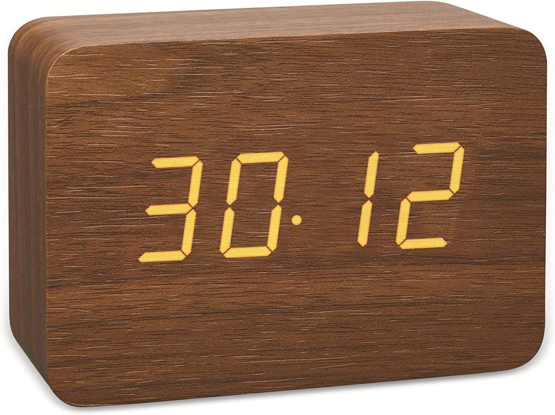 TFA Dostmann 60.2549 Clocco Funk-Wecker in Holzoptik braun/orange mit Batterien