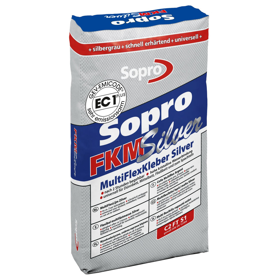 Sopro FKM® Silver 600 - schnell erhärtender, Multifunktions Flexkleber | silbergrau | für Innen und
