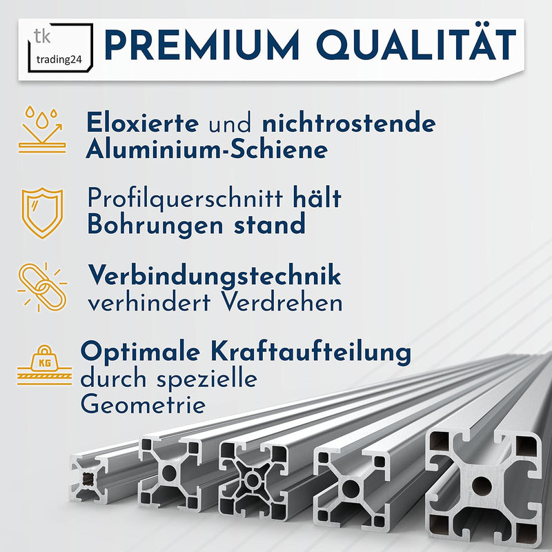 Alu Profil 30x30mm System-, Montage-, Konstruktionsprofil Nut 8-2000mm, 2000