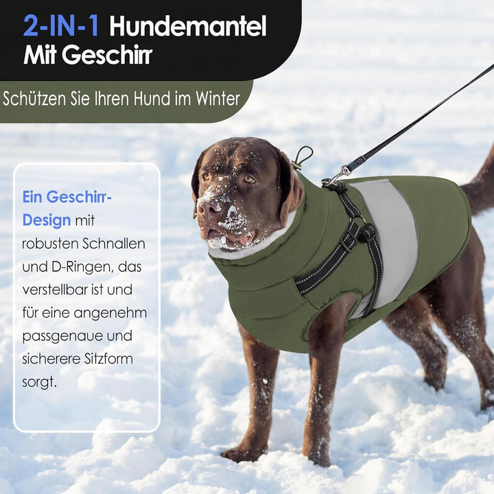AOFITEE Hundemantel für Kleine Hunde, Wasserdicht Warme Hundejacke mit Geschirr, Winddicht Hunde Win