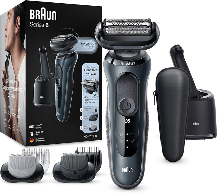 Braun Series 6cc Sensitiver Rasierer Herren, Elektrorasierer für Haarentfernung mit 3 flexiblen Klin