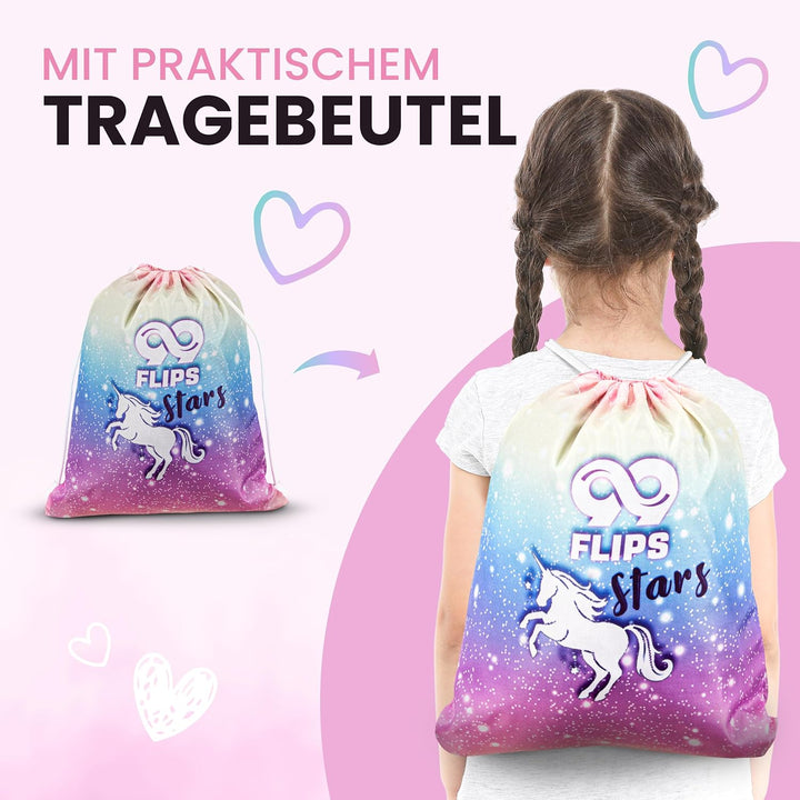 99FLIPS Inliner Schoner Kinder Set - TÜV Rheinland GS Zertifiziert [6er Set] mit Einhorn Beutel für