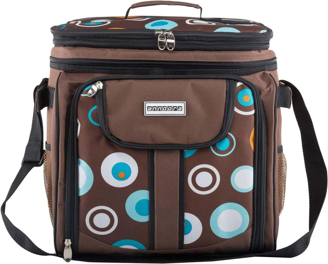 anndora Picknicktasche braun Retro Kühltasche inkl. Zubehör 4 Personen 29 Teile