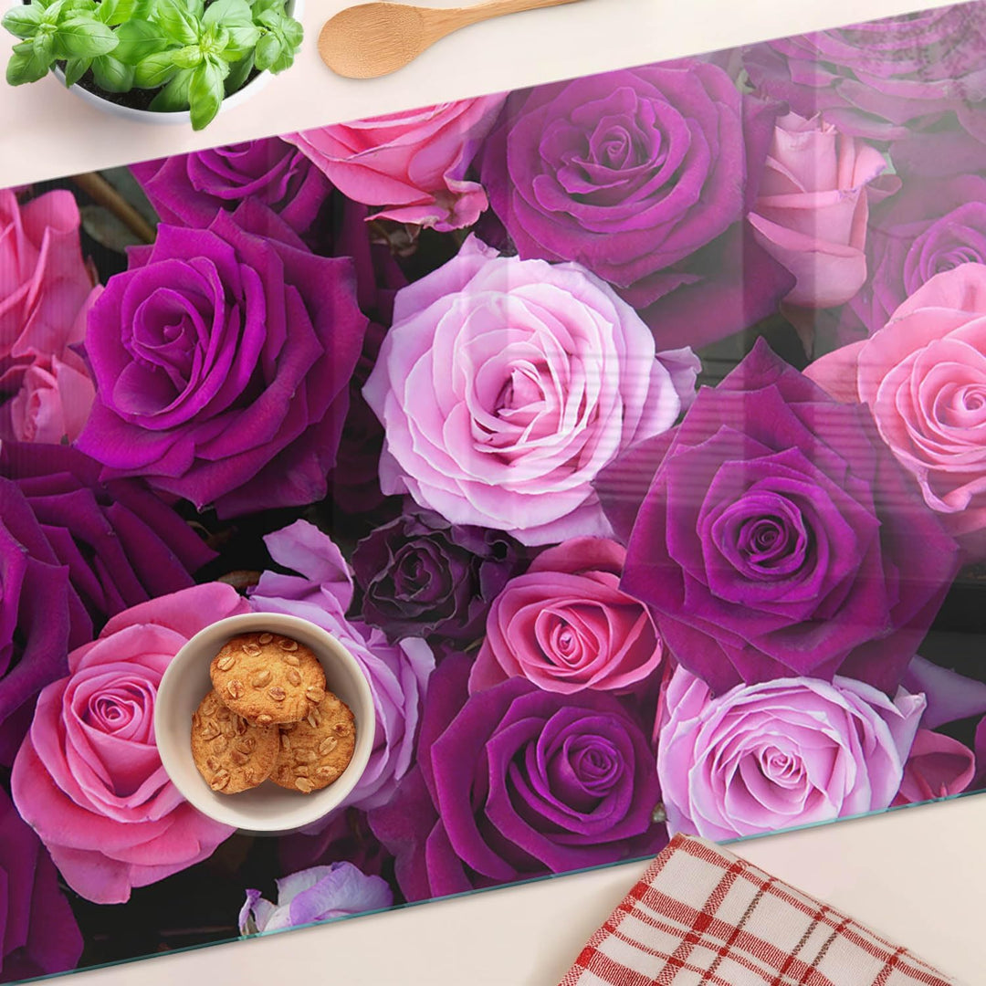 Glasschneidebrett 80x52 cm Plastikfrei Lebensmittelecht Dekorativ Dünn Glasplatte Antibakteriell Geh