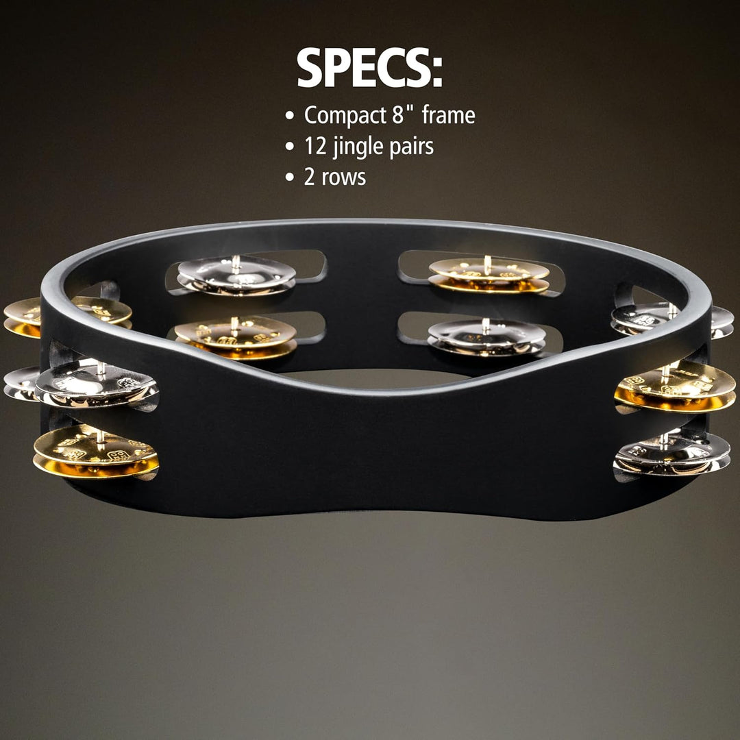 Meinl Percussion CTA2M-BK Compact Tambourine mit Stahl- und Messingschellen, 20,32 cm (8 Zoll) Durch