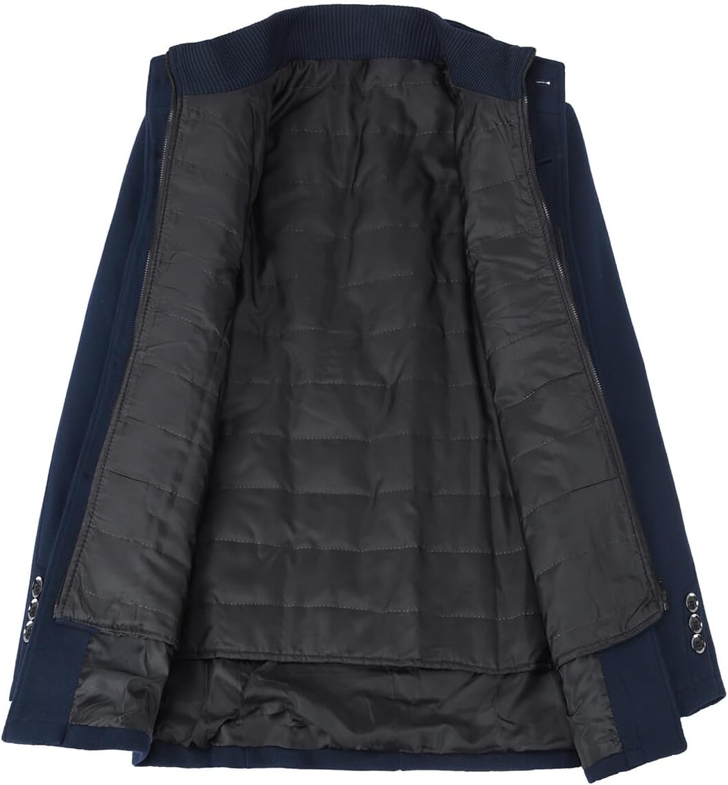 YOUTHUP Herren Wolle Mantel mit Steppweste Regular Fit Winter Wollmantel Outdoor Business Übergangsm