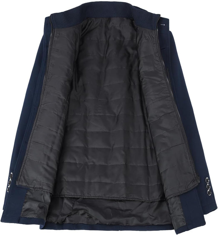 YOUTHUP Herren Wolle Mantel mit Steppweste Regular Fit Winter Wollmantel Outdoor Business Übergangsm