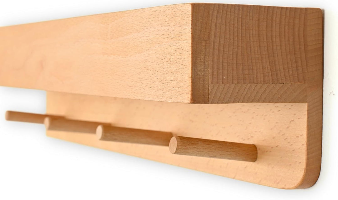 Garderobe Holz Porter Regal Wand Flurgarderobe mit Ablage Eiche (40 cm Länge, Buche geölt) 40 cm Län