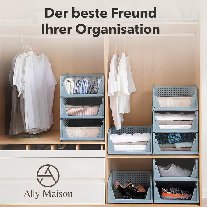 Schrank Organizer 3er Set (Faltbar & Stapelbar) – Kleiderschrank Organizer Boxen, platzsparende Aufb