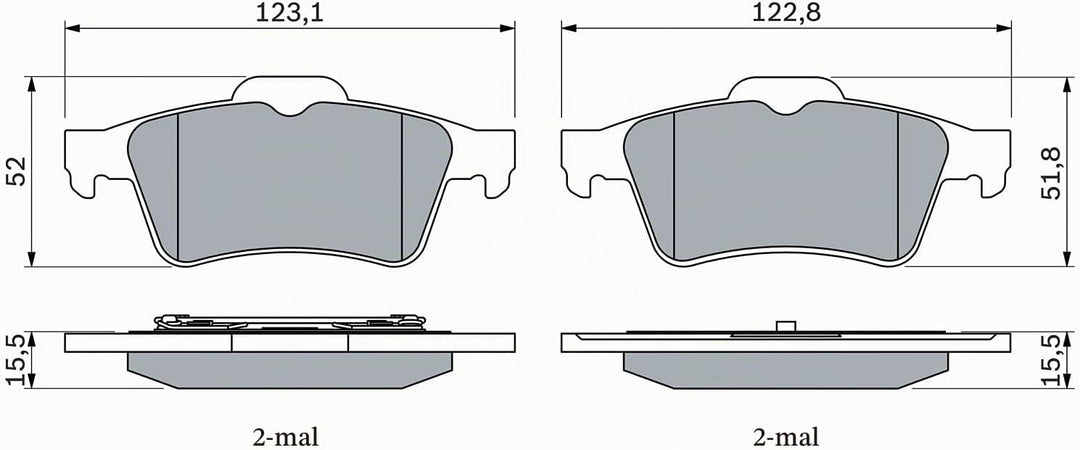 Bosch BP346 Bremsbeläge - Hinterachse - ECE-R90 Zertifizierung - vier Bremsbeläge pro Set