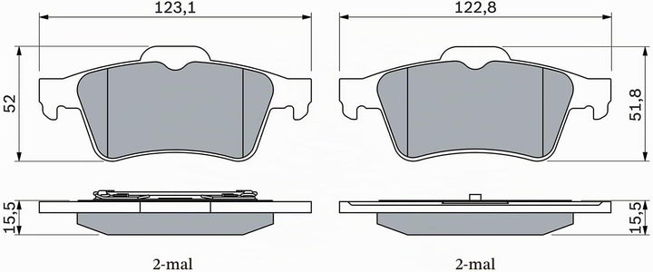 Bosch BP346 Bremsbeläge - Hinterachse - ECE-R90 Zertifizierung - vier Bremsbeläge pro Set