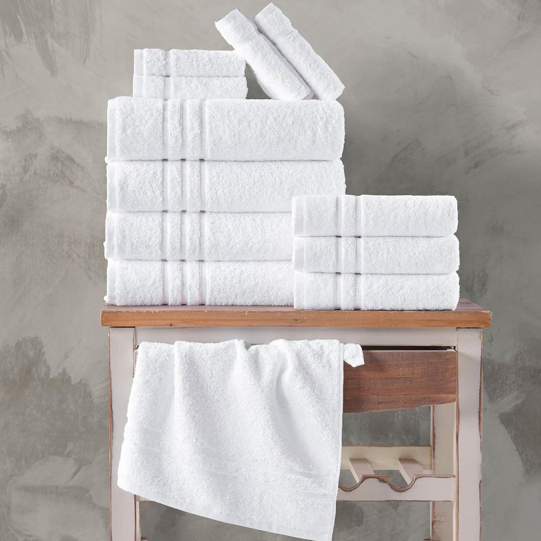 Hammam Linen Badetücher aus 100 % Baumwolle, weich und saugfähig, Premium-Qualität 4 Bath Towels Wei