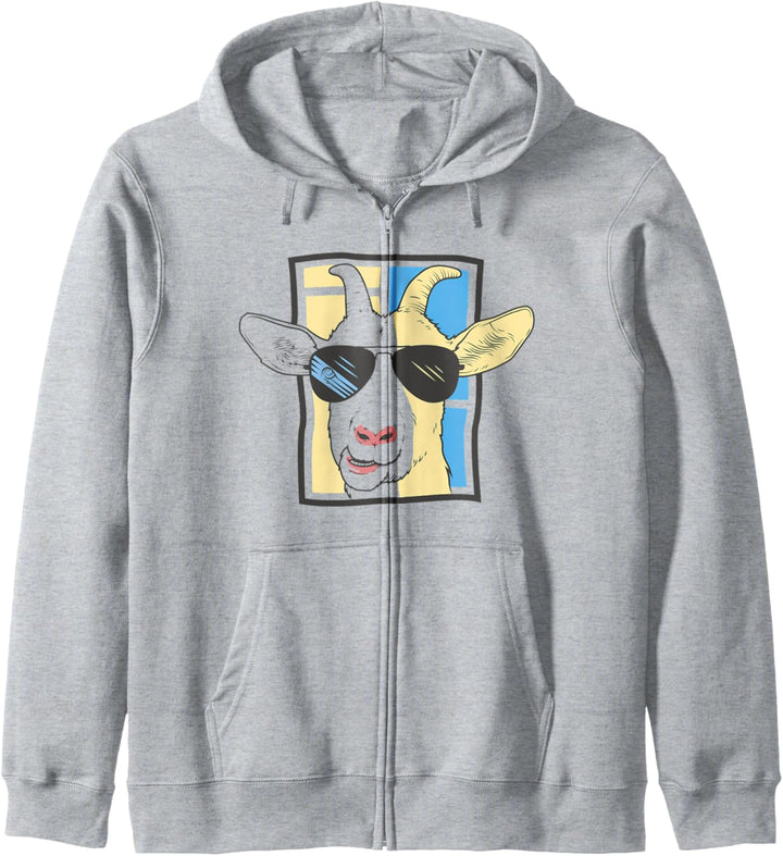 Ziege mit Sonnenbrille Kapuzenjacke