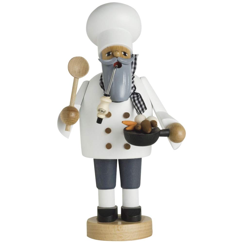 KWO Olbernhau 21171 Räuchermännchen Koch mit Pfanne, 21 cm