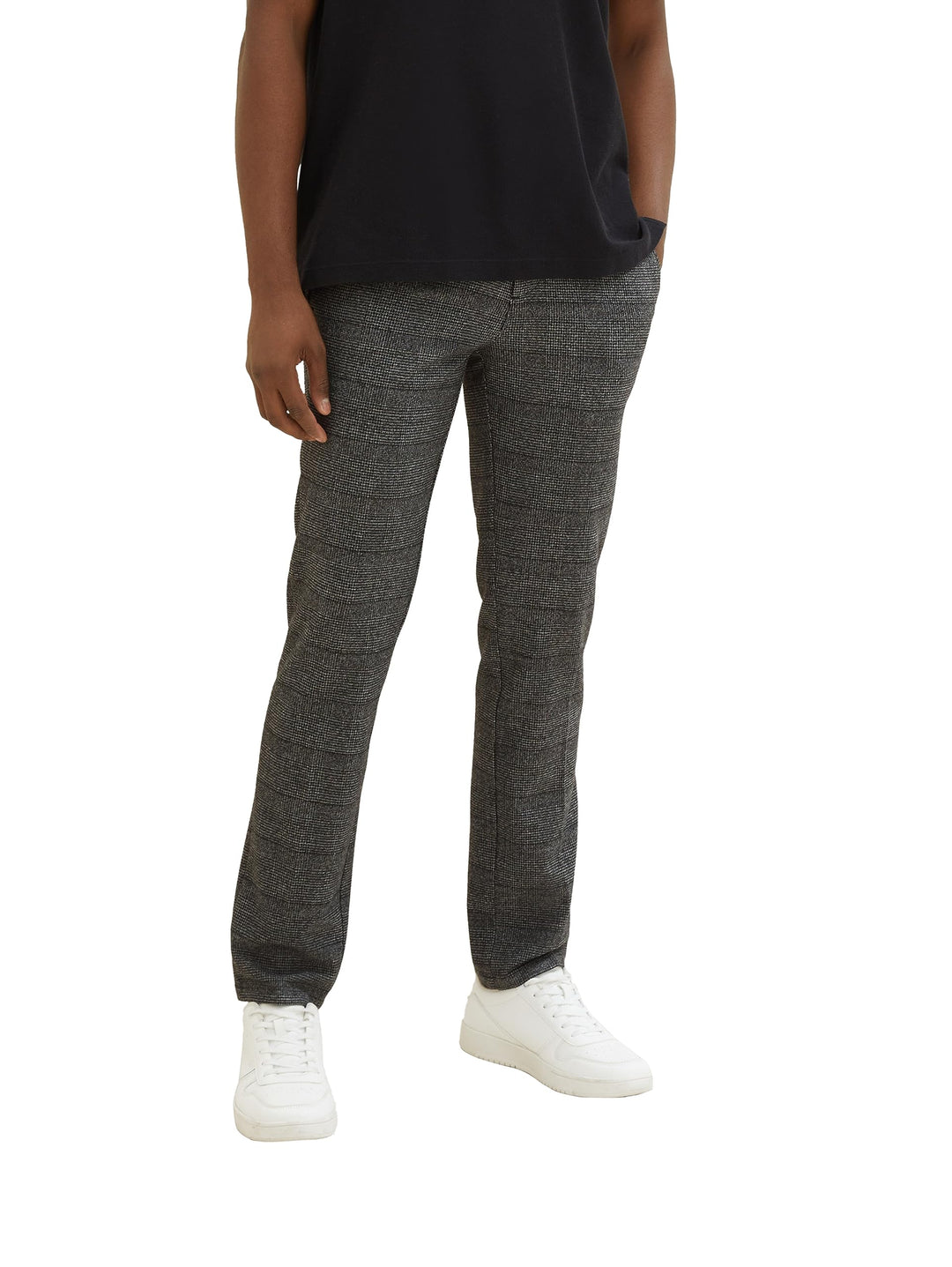 TOM TAILOR Herren Regular Fit Chino Hose mit Bügelfalte 30W / 32L 34046 - Grey Black Grindle Check,