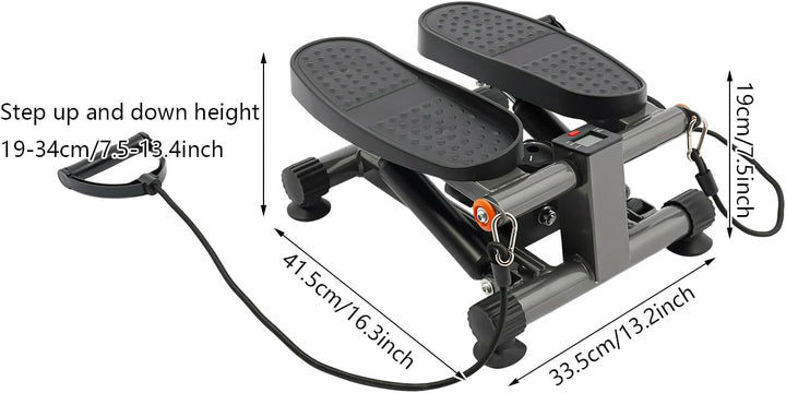 Twist Stepper mit Zugseilen | Heimtrainer für Beine Po und Arme | Trainingsgerät mit LCD Display und