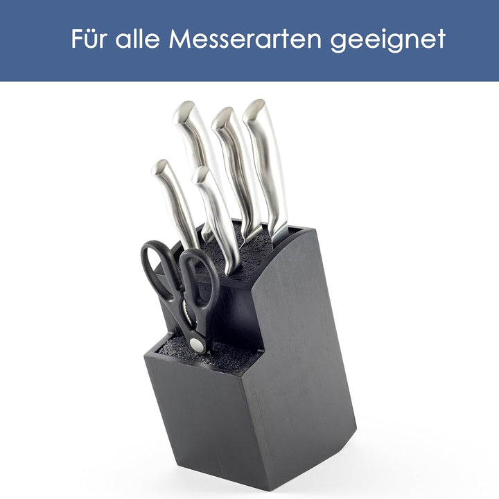 Messerblock - Messerhalter ohne Messer aus Holz Messerbrett (Bambus Schwarz, Quadratisch Schräg) Kun