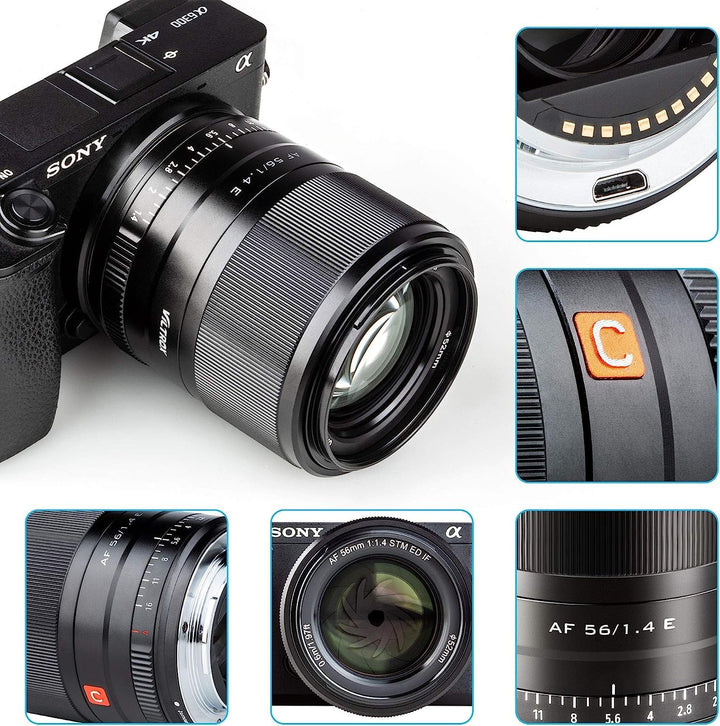 VILTROX AF 56mm F1.4 Autofokus Objektiv für Sony E Mount Kameras (APS-C, Einstellbare Blende f1.4-f1