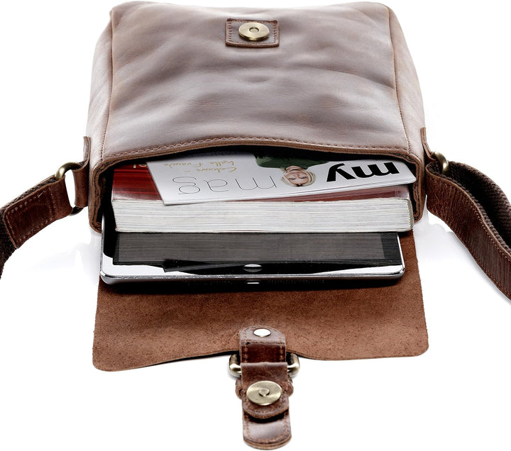 SID &amp; VAIN Umhängetasche ORLANDO aus Premium Leder I Messenger bag klein für Herren und Damen ipad Z