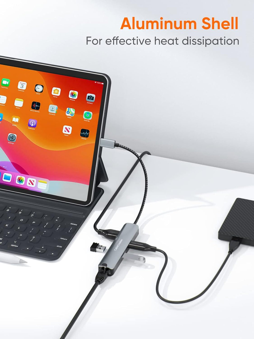 USB-C Hub Multiport Adapter, CableCreation 5-in-1 USB C Hub Ethernet HDMI mit 4K@30Hz, 3 USB 3.0-Ans