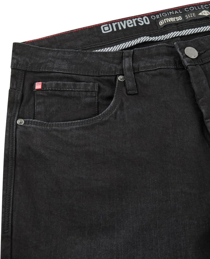 riverso Herren Jeans Hose RIVChris Straight Fit Jeanshose Baumwolle Denim Stretch Schwarz Blau Grau