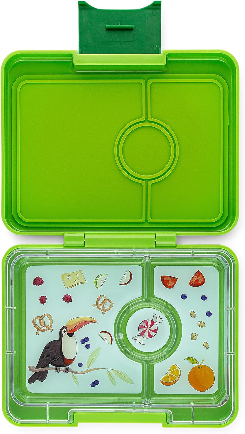 yumbox Snack S Lunchbox (Lime Green) - kleine Brotdose mit 3 Fächern | Kinder Bento Box für Kinderga