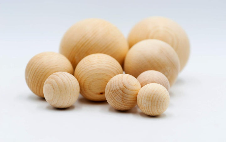 JOWE Holzkugel aus Buche Sortiment ohne Bohrung - 10 Stk Holzkugel aus Buche DM 50mm-80 Sortiment 50