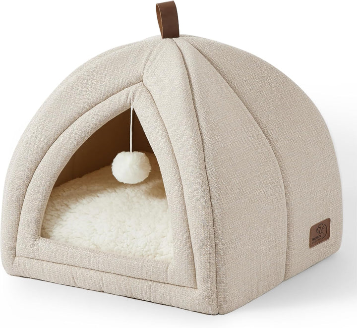 BEDSURE Katzenbett grosse Katzen Katzenhöhle- 40x40x40 cm Katzenhaus Indoor mit abnehmbarem Sherpa K