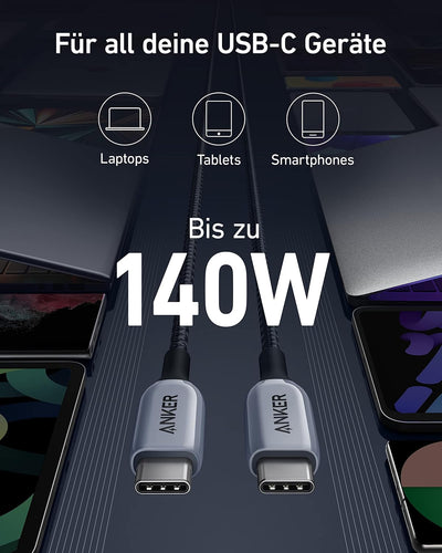 Anker 765 USB-C auf USB-C Kabel (140W 90cm), USB 2.0 Schnellladeleistung USB-C Kabel für MacBook Pro