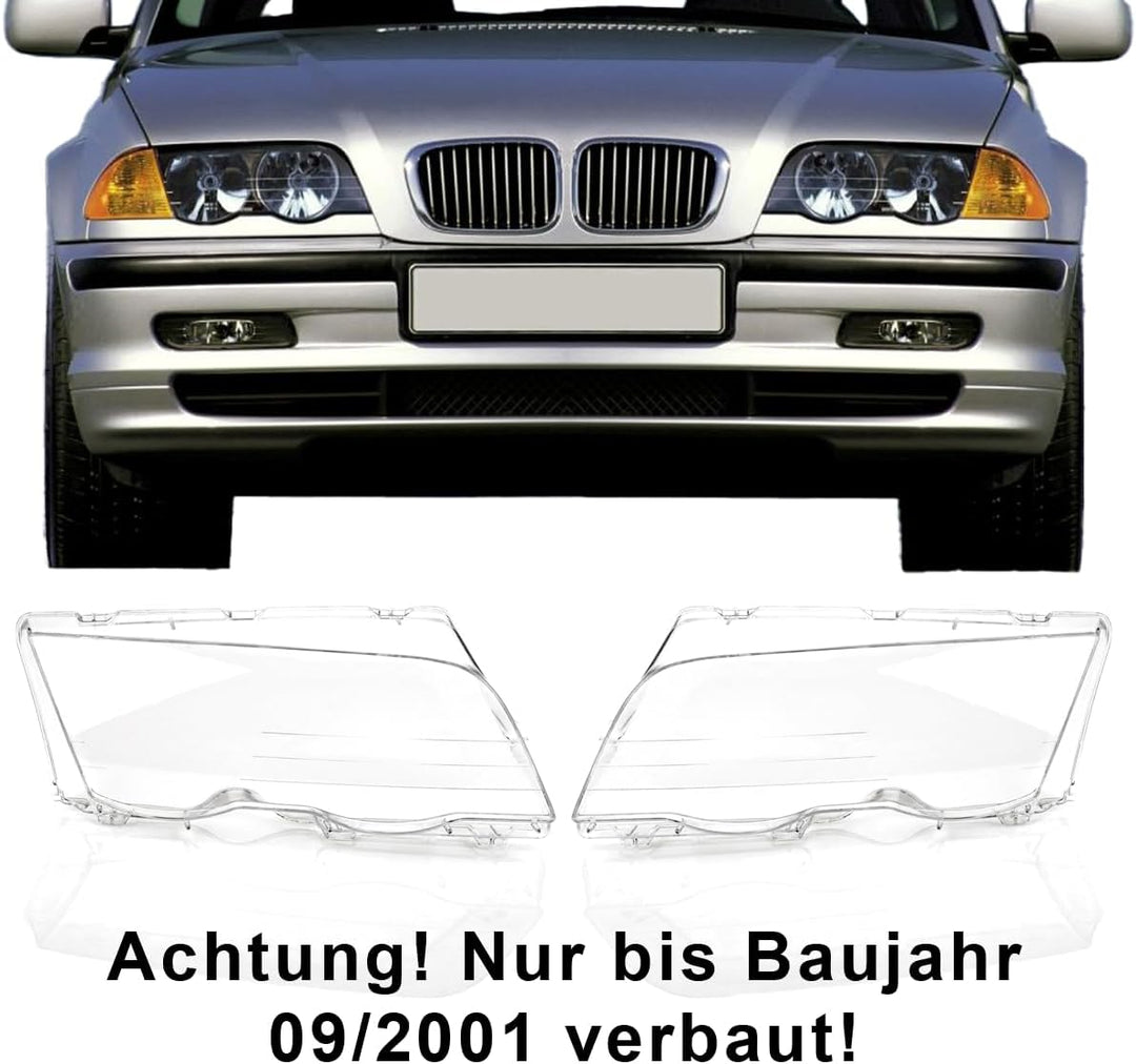 LST 2x Scheinwerferglas Streuscheibe Halogen Xenon links rechts Set kompatibel mit BMW 3er E46 Limou