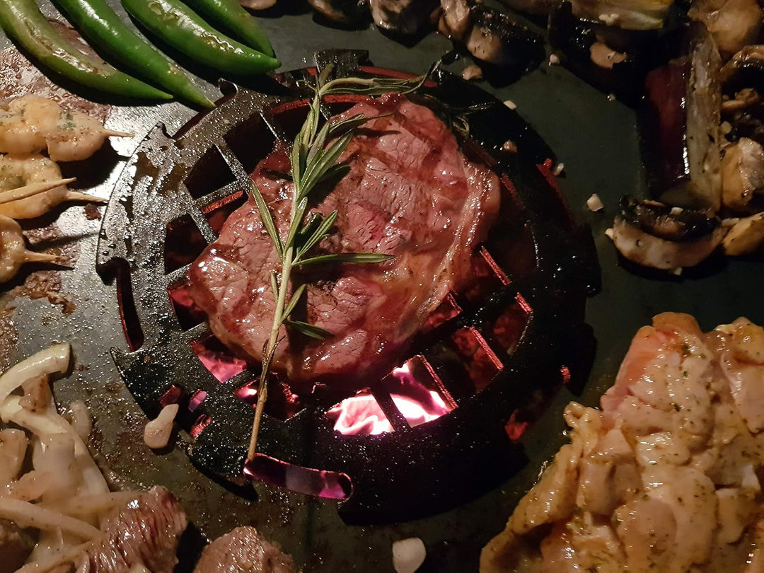 6mm Feuerplatte | Plancha | Grillplatte für 57 cm Kugelgrill + Branding Grillrost