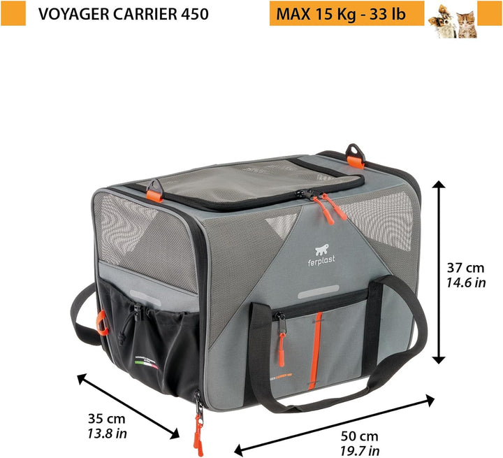 Ferplast Hundebox Voyager Carrier, Transportbox Katze, Hundetasche, verstellbare Griffe und Schulter