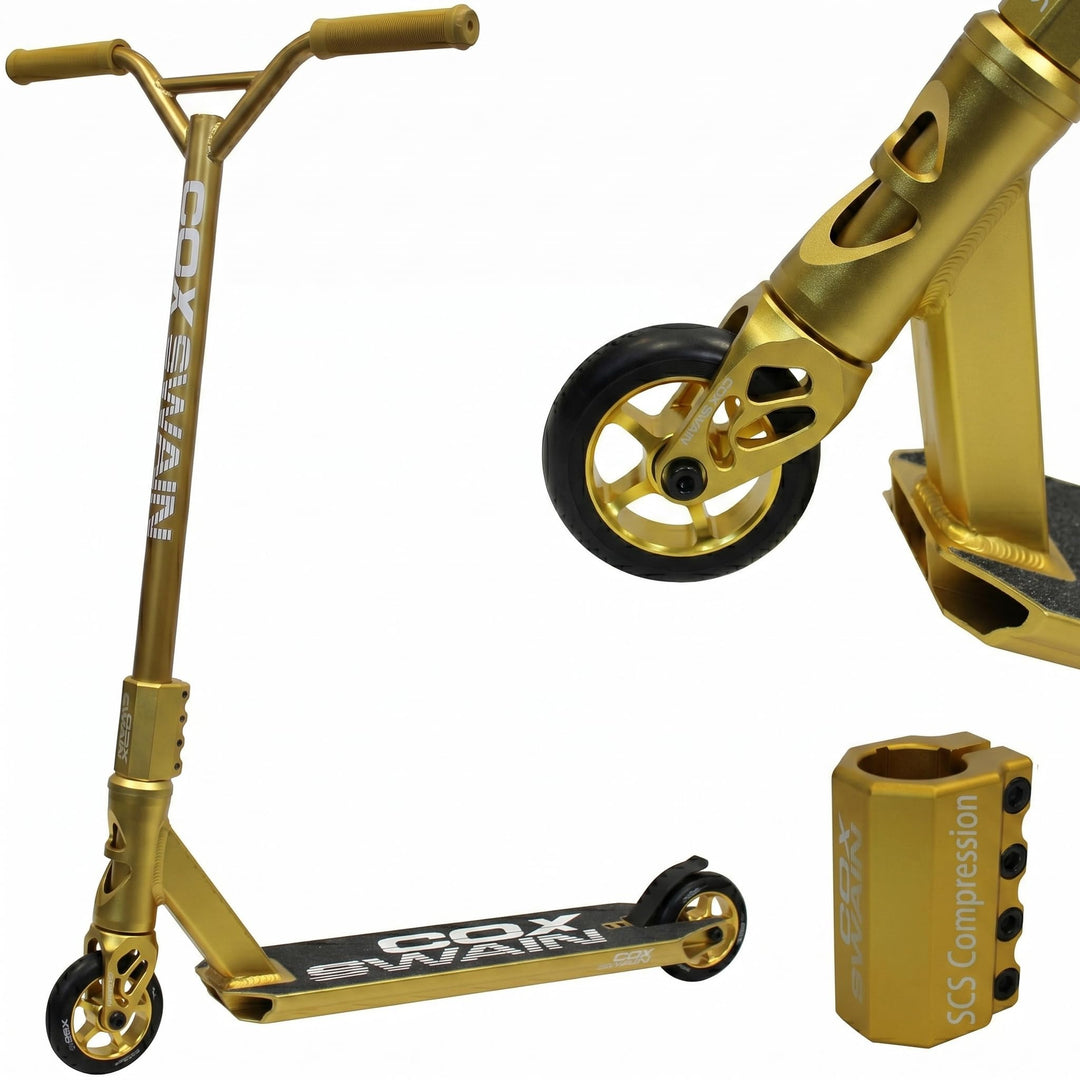 Cox Swain Stunt Scooter X-385, SCS-Kompression, CNC Fork, 100mm PU/Alu Rollen, ABEC 9, Kinder + Erwa