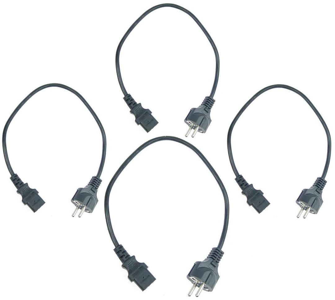 4 Stück Adam Hall 0,5 m Kaltgerätekabel Netzkabel schwarz 3 x 0,75 mm² CEE 7/7 - C13, K3PKD 0050 0,5