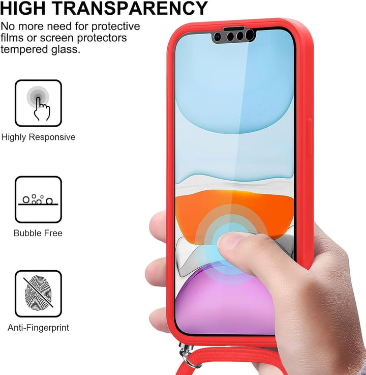 FERLAN Handykette für iPhone 17 Hülle mit Band,Transparent 360 Grad Rundumschutz Schutzhülle mit Int