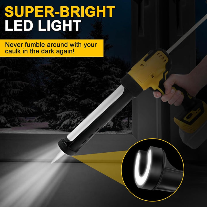 Akku Kartuschenpresse Kompatibel mit Dewalt 20V Akkus,Anti-Tropf-Funktion, mit LED-Licht und 6 Einst