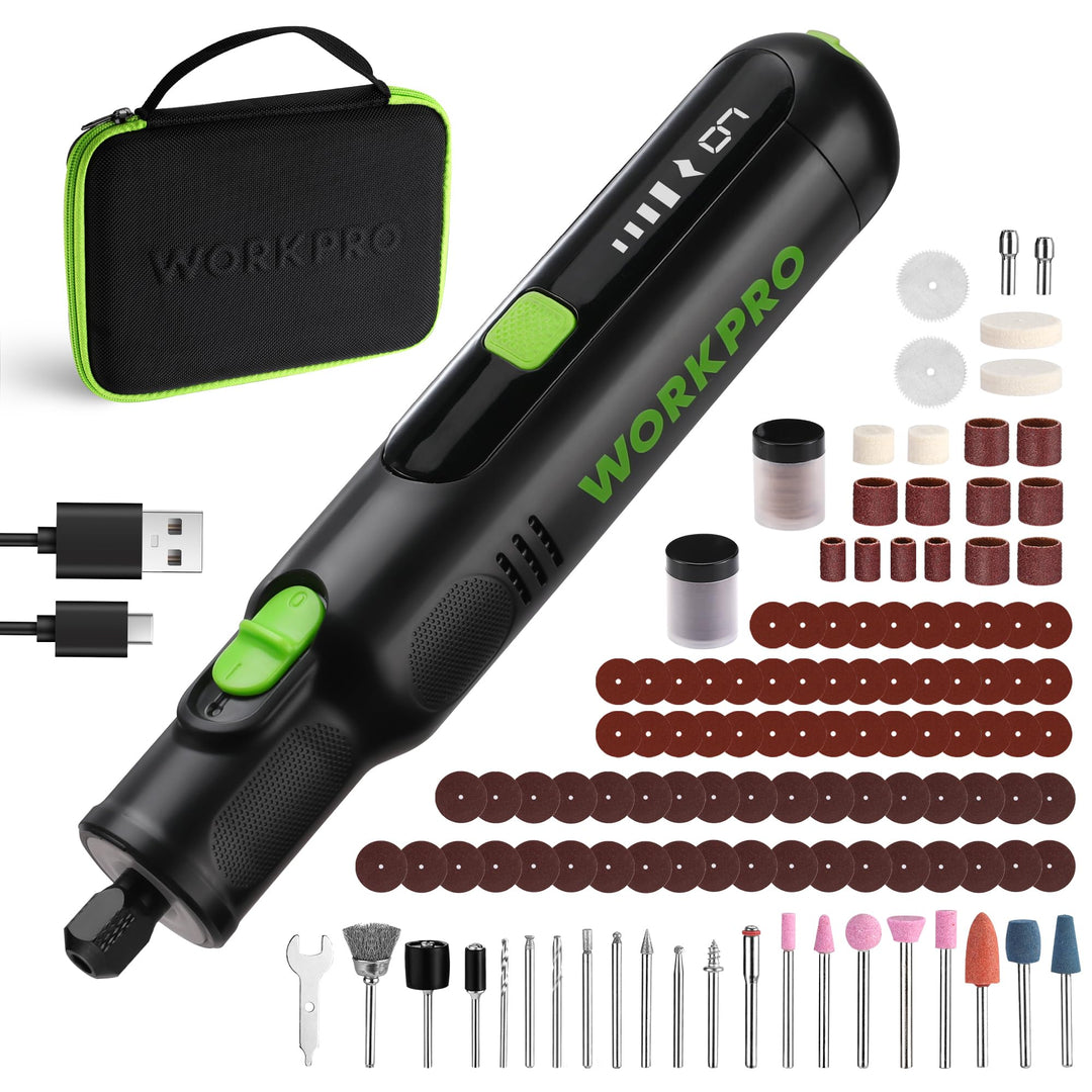 WORKPRO 7,2 V Kabellos Drehwerkzeug Set, Multifunktionswerkzeug mit 117 Zubehörteilen, mit 6 einstel