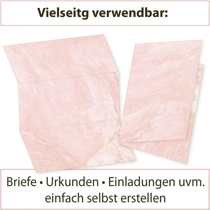 Strukturpapier Marmor Rot (250 Blatt) BEIDSEITIGES Strukturpapier, Briefbogen DIN A4 fein marmoriert