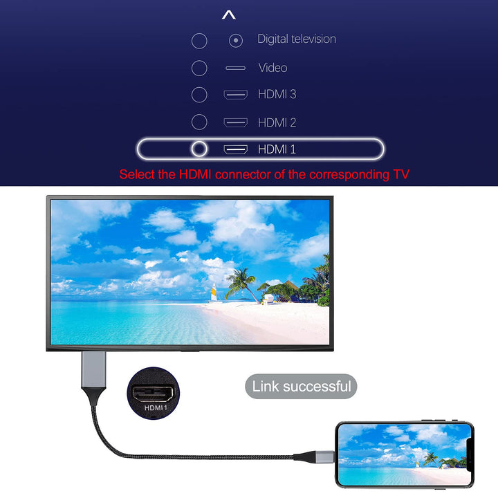 HDMI-Kabel für iPhone, HDMI-Konverterkabel 2,0 m, Phone/Pad/Pod auf TV, HDMI-Verbindungskabel, iOS 1