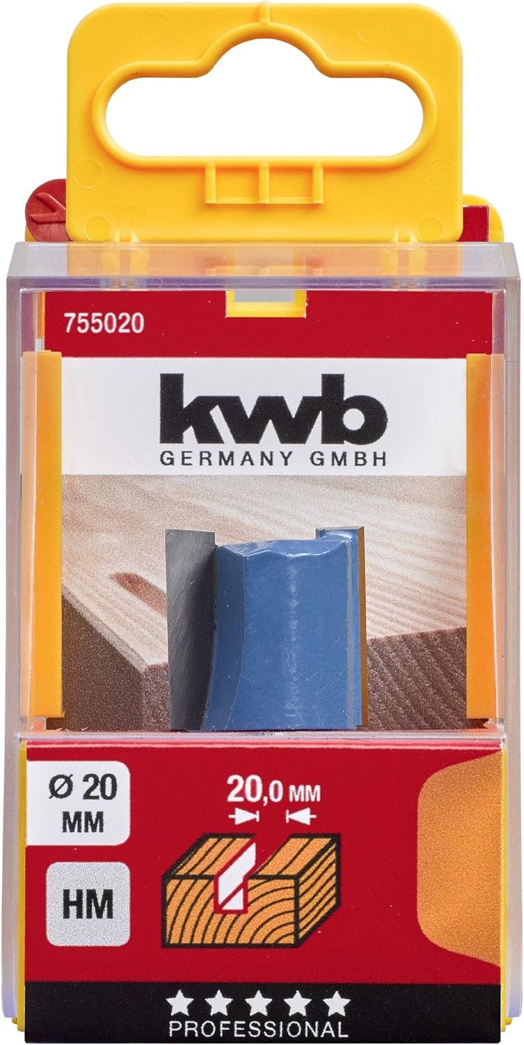 kwb HSS Nutfräser Ø 20 mm, hartmetallbestückt mit präzisem Spannschaft und optimierter Schneidengeom