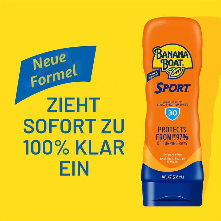 Banana Boat Sport Performance Sonnenschutz Lotion SPF 30, 8 Unze 30 LSF 236 ml (1er Pack), 30 LSF 23