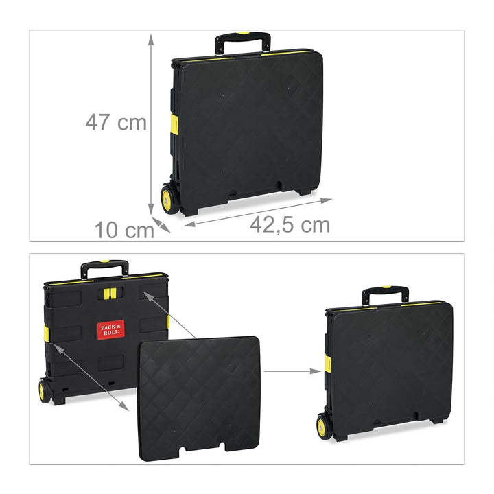 Relaxdays Einkaufstrolley klappbar, bis 35 kg, 50 l Kiste, mit Teleskopgriff, 2 Rollen, Transport Tr
