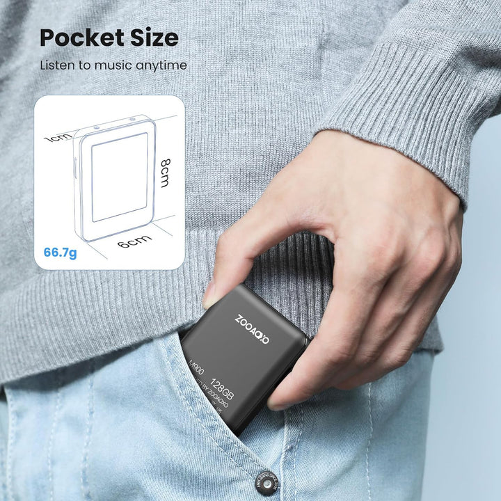 ZOOAOXO 128GB MP3 Player with Bluetooth 5.2, 2.4 Zoll Voller Touchscreen, Eingebauter Lautsprecher,