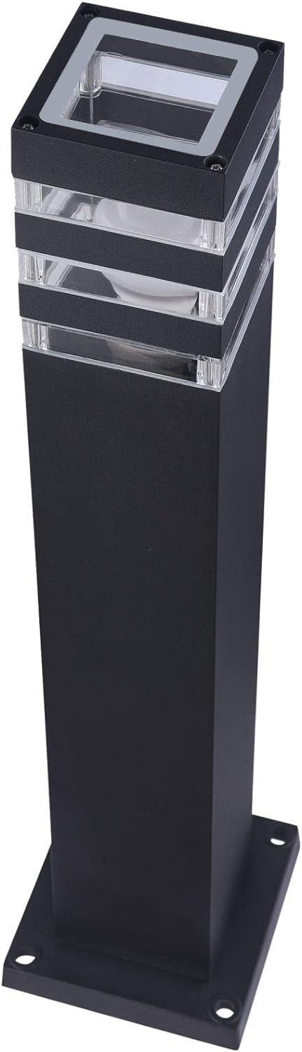 Schwarze Wegeleuchte, aus Aluminium, Säule eckig, IP54, Glasschirm, 1-flammig, excl. 1 X E27 (60W) O