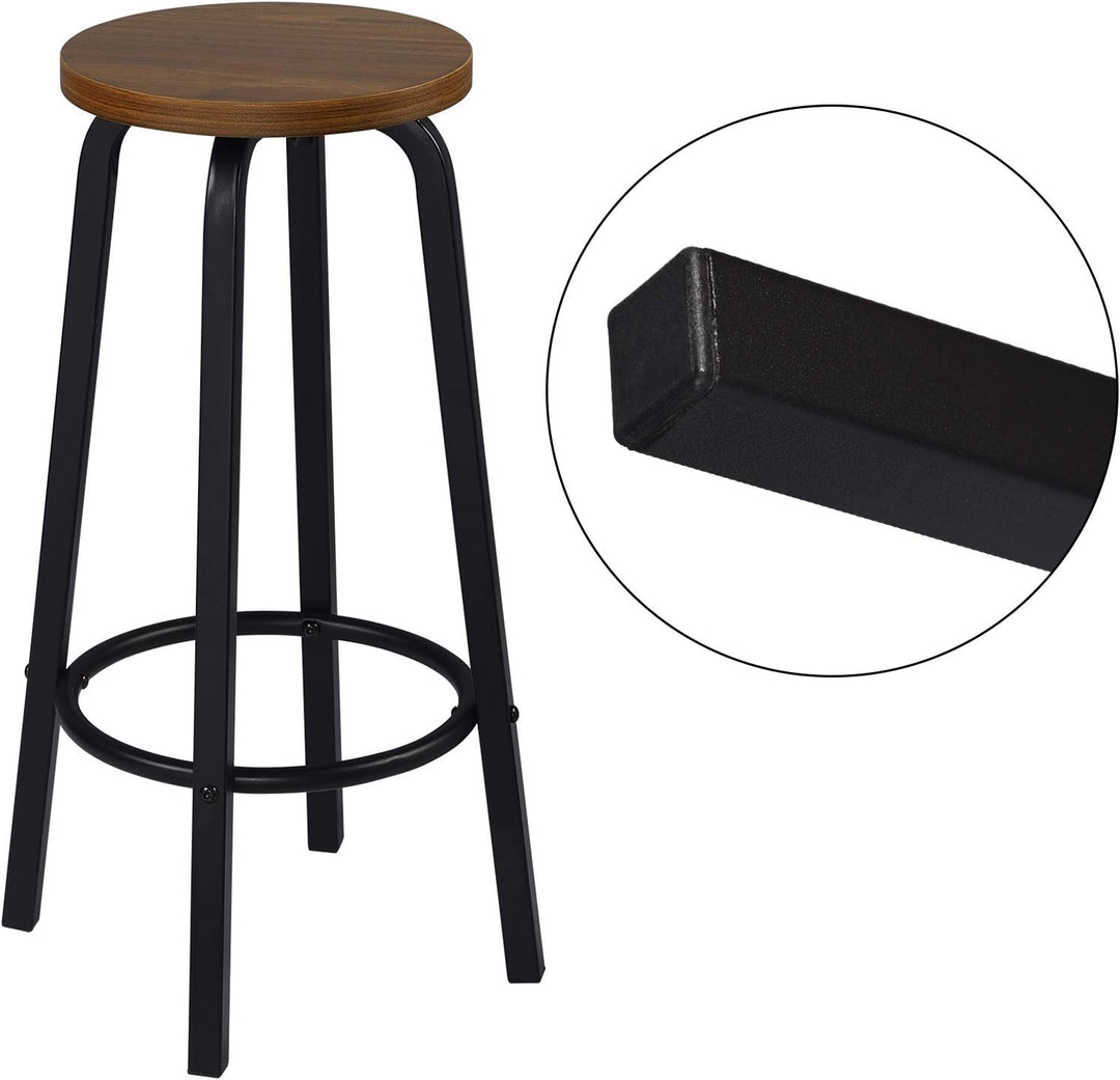 WOLTU Barhocker 2X Bistrohocker Tresenhocker Barstuhl aus MDF und Metall runde Sitzfläche Dunkelbuch